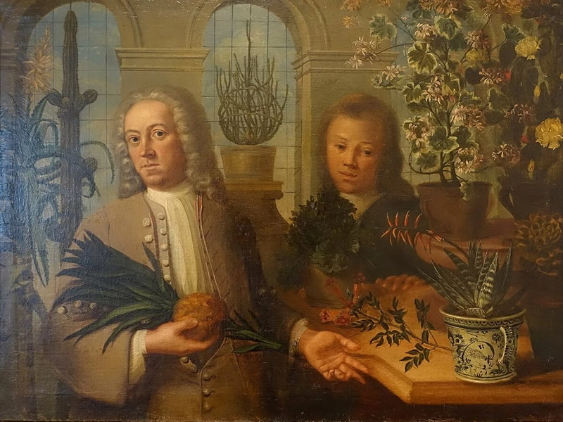 1695-Joseph Anton Glantschnigg - Scena di Orangerie con allegorie dell'Europa e dell'Asia